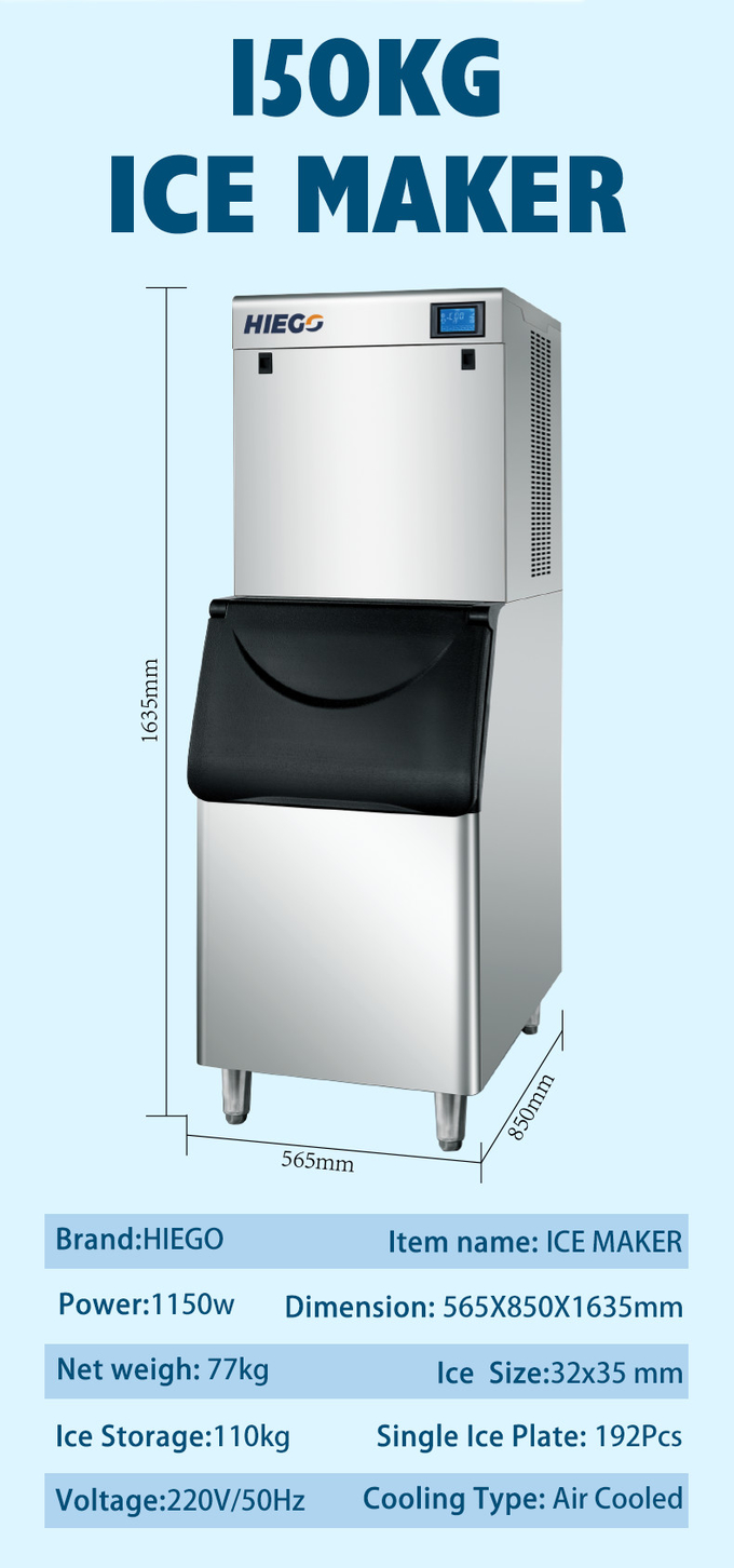 Fabbricatore di ghiaccio a forma di mezzaluna da 150 kg Capacità giornaliera R404 Fabbricatore di ghiaccio a mezzaluna 9