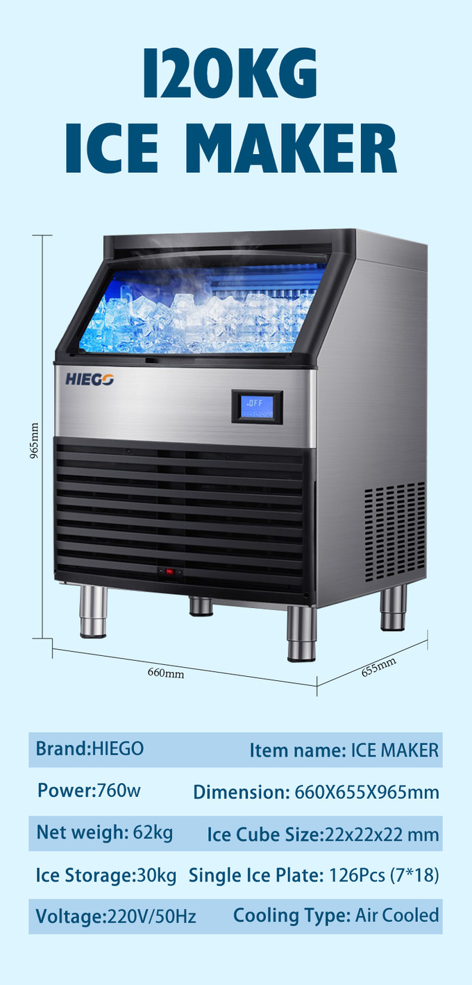 35 kg Macchina per il ghiaccio completamente automatica 100 kg Frigorifero Fabbricatore di ghiaccio Raffreddamento ad aria 9