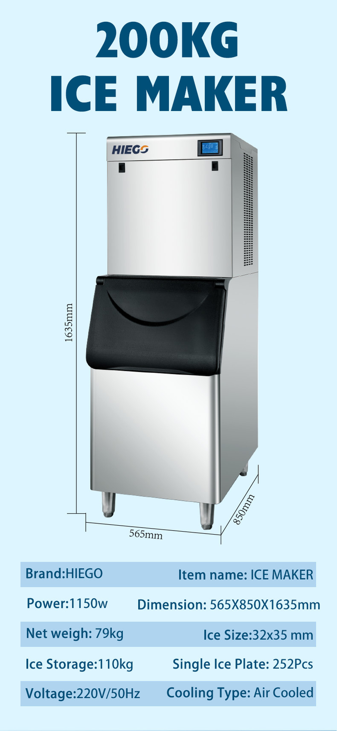 Fabbricatore di ghiaccio a forma di mezzaluna da 150 kg Capacità giornaliera R404 Fabbricatore di ghiaccio a mezzaluna 10