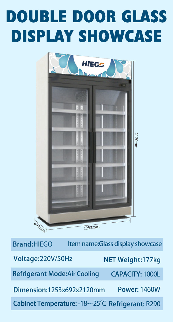refrigeratore di vetro della porta dell'esposizione del supermercato della birra fredda del frigorifero della bevanda 380L 8