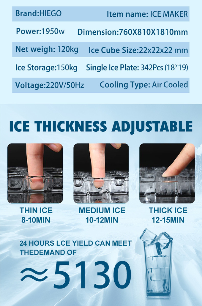 Macchina per la produzione di cubetti di ghiaccio Macchina per la produzione di cubetti di ghiaccio industriale da 400 kg / 24 ore Macchina per la produzione di cubetti di ghiaccio 8