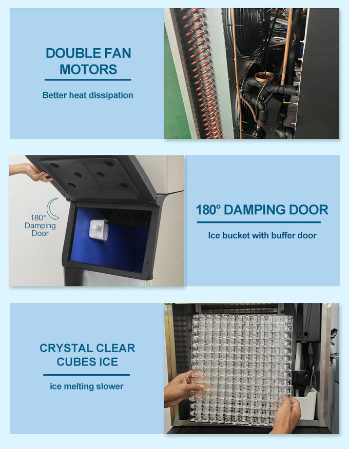 Macchina per cubetti di ghiaccio commerciale per congelatore Macchina per palline di ghiaccio automatica in acciaio inossidabile da 400 kg 3
