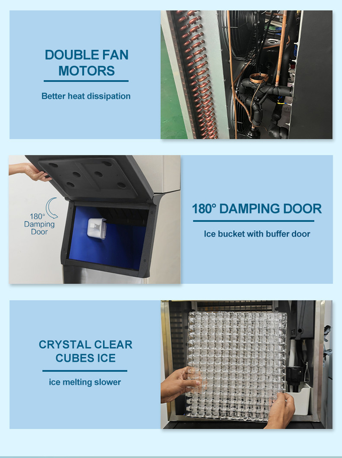 Creatore commerciale di pulizia cronometrante automatico industriale del cubetto di ghiaccio della macchina del ghiaccio 200KG di R404a 2