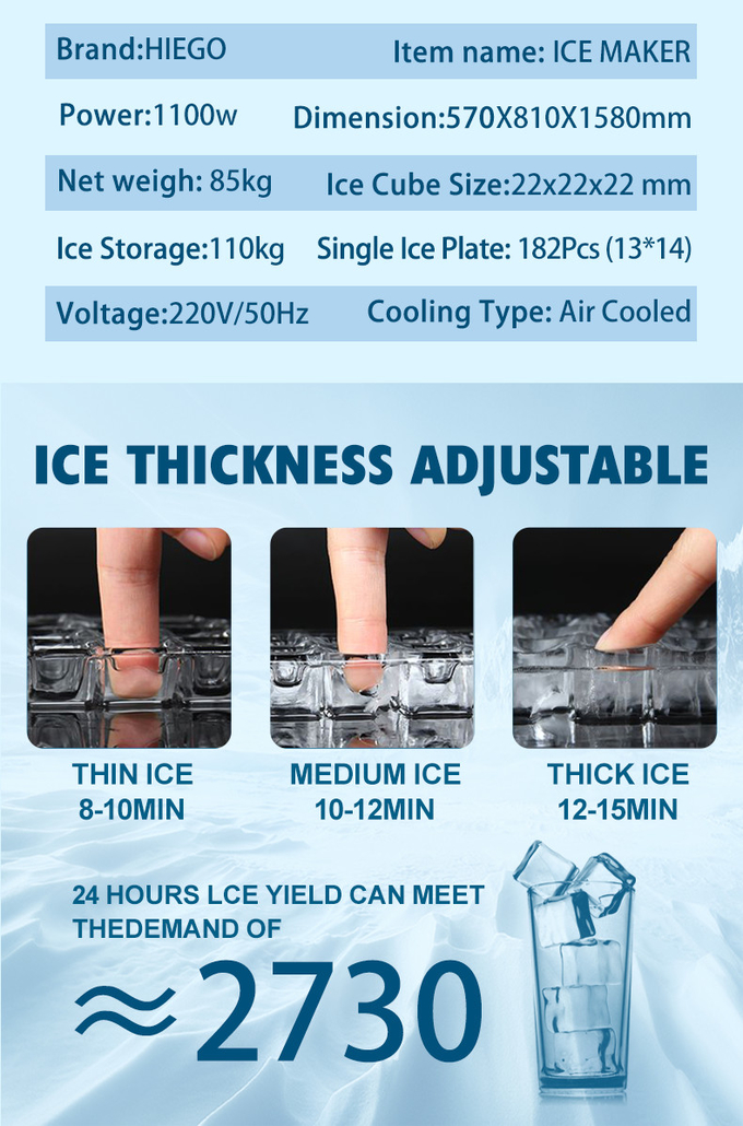 Macchina per il ghiaccio commerciale automatica da 110 kg Macchina per il ghiaccio istantaneo da 200 kg R404a 6