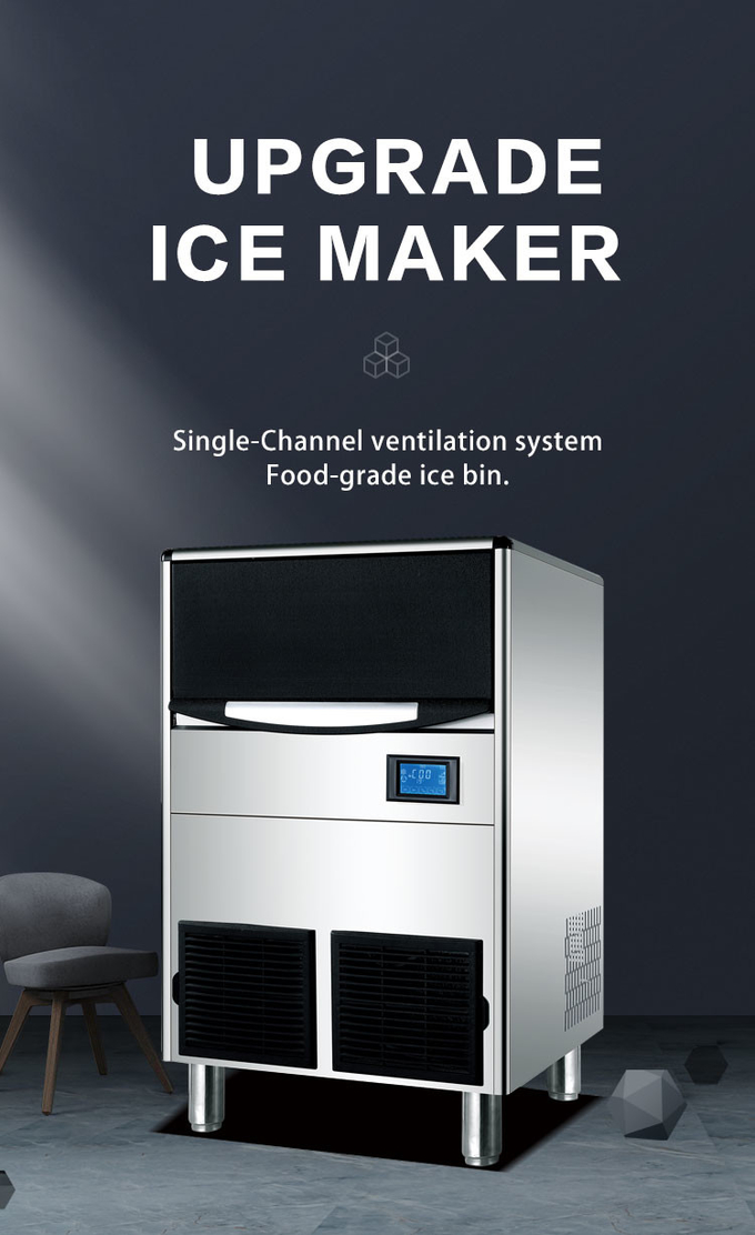 Capacità di ghiaccio 100kg 24H Macchina commerciale LCD della macchina per il ghiaccio per il caffè della barra del ristorante da vendere 0