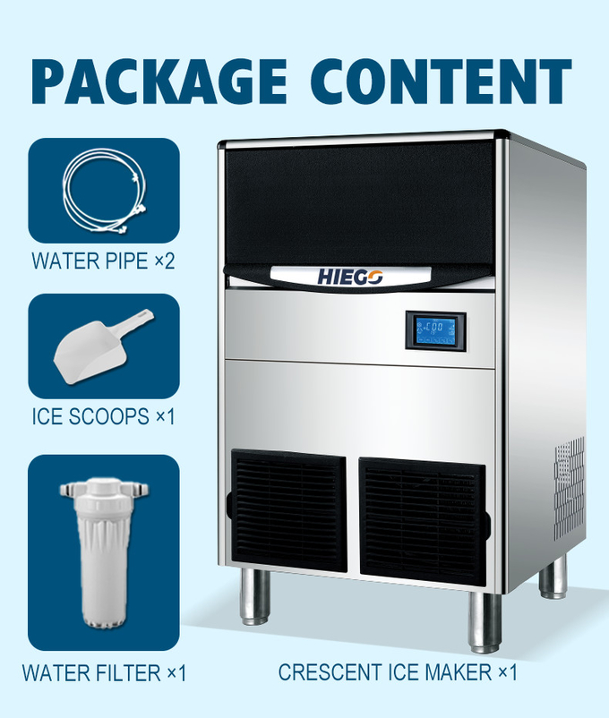 80kg/24hr Crescent Ice Maker Raffreddamento ad aria Portatile 80kg Macchina per il ghiaccio industriale 8