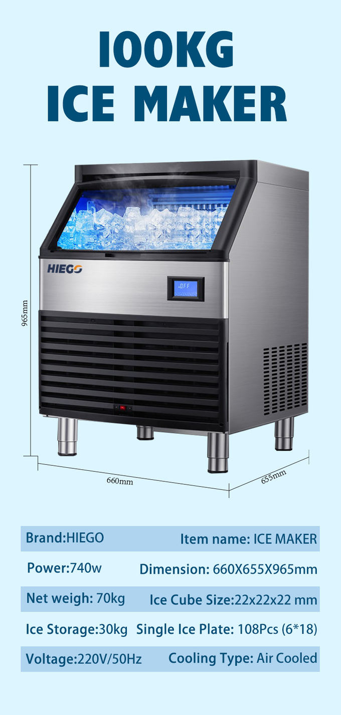 120KG Commercial Nugget Ice Maker Raffreddamento ad aria ad alto rendimento R404a Automatic Ice Maker 8