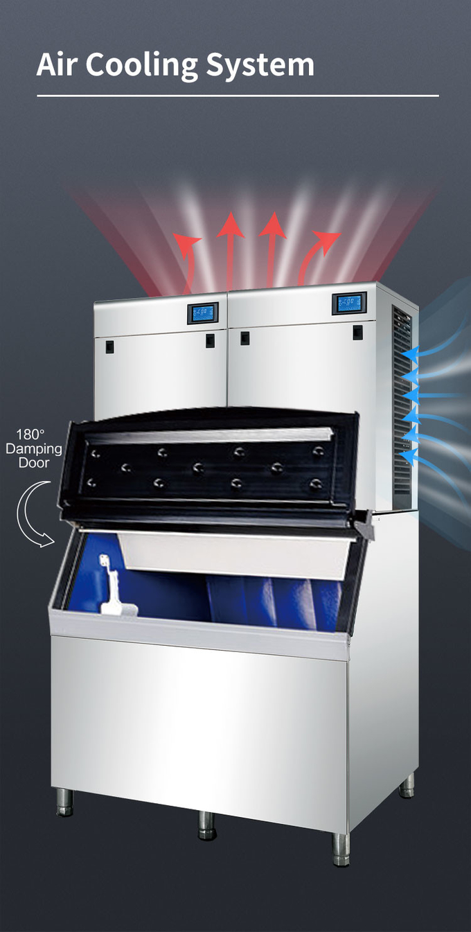 1000kg Commerciale Nugget Ice Machine Raffreddamento ad aria 22mm Automatic Clear Ice Maker 4