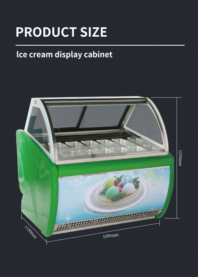 Vetrina per gelato 950w R404a Congelatore per armadio ad immersione in acciaio inossidabile 10
