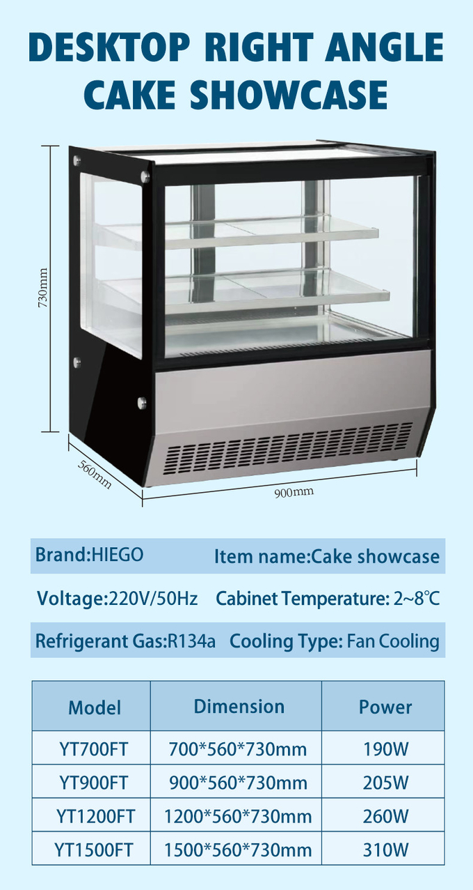 vetrina 530l del dolce del piano d'appoggio del frigorifero del basamento del refrigeratore dell'esposizione della torta del ripiano 310l 390l 7