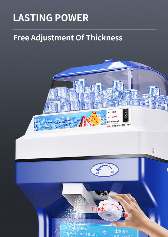 Hopper Commercial Ice Crusher Snow Cone Maker 320rpm Automatic Ice Shaver 3