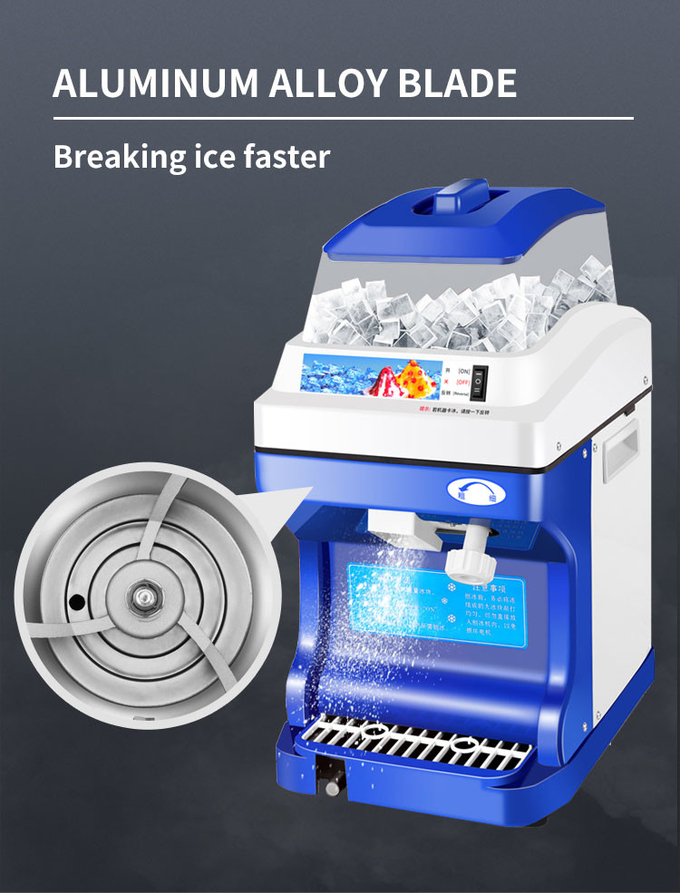 300KGS/H Ice Shaver Machine Electric Snow Cone Maker 320rpm Commerciale 4