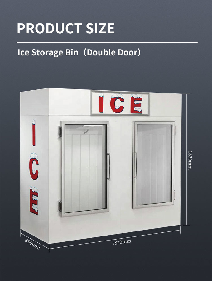 1841L R404a ha insaccato il Merchandiser del ghiaccio con la porta di vetro di riscaldamento 2