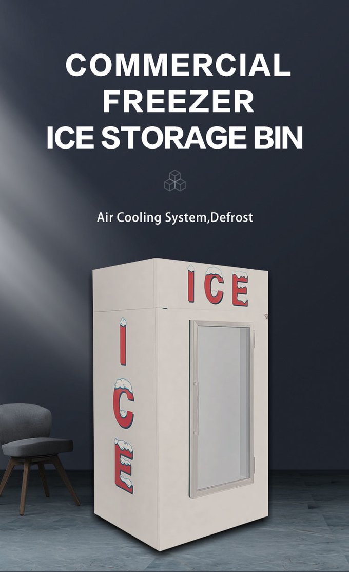 Sbrinamento automatico a parete fredda Merchandiser di ghiaccio per esterni Vetrina per gelati in acciaio inossidabile 0