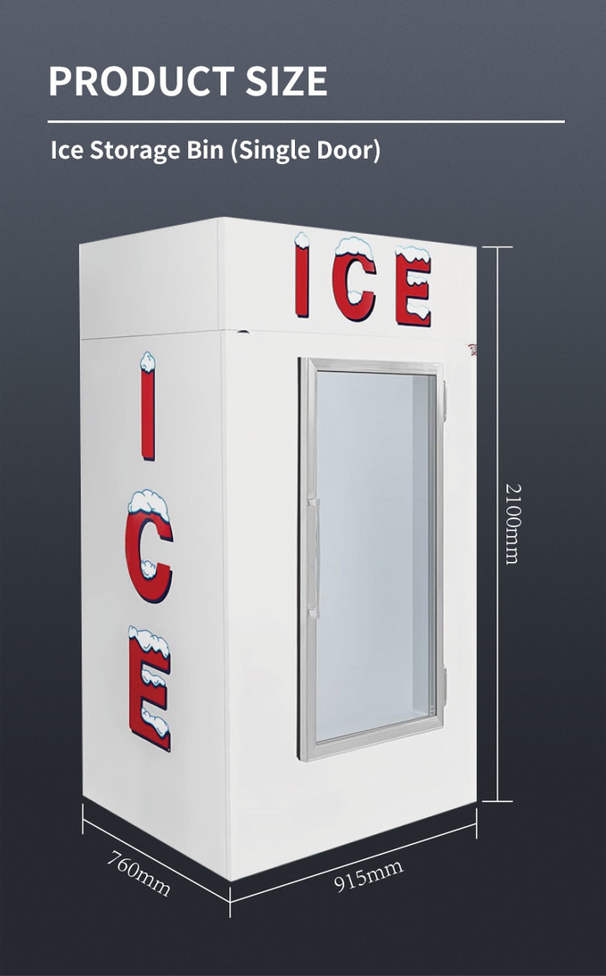 1841L R404a ha insaccato il Merchandiser del ghiaccio con la porta di vetro di riscaldamento 0