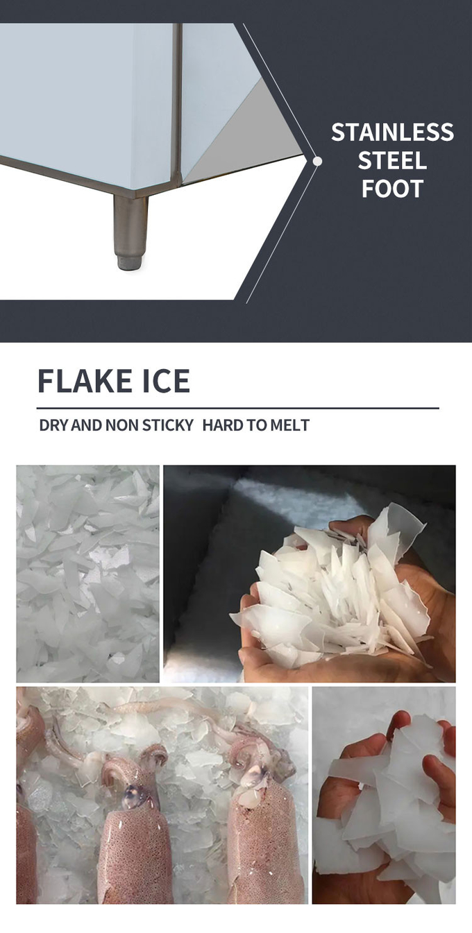 Macchina per ghiaccio a scaglie Geneglace in acciaio inossidabile Raffreddamento ad aria per macchina a cono di neve ghiacciata da 1 tonnellata 3