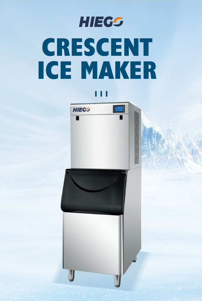 Macchina per il ghiaccio a mezzaluna da 200 kg, per bere caffè, macchina per il ghiaccio, raffreddamento ad aria 1