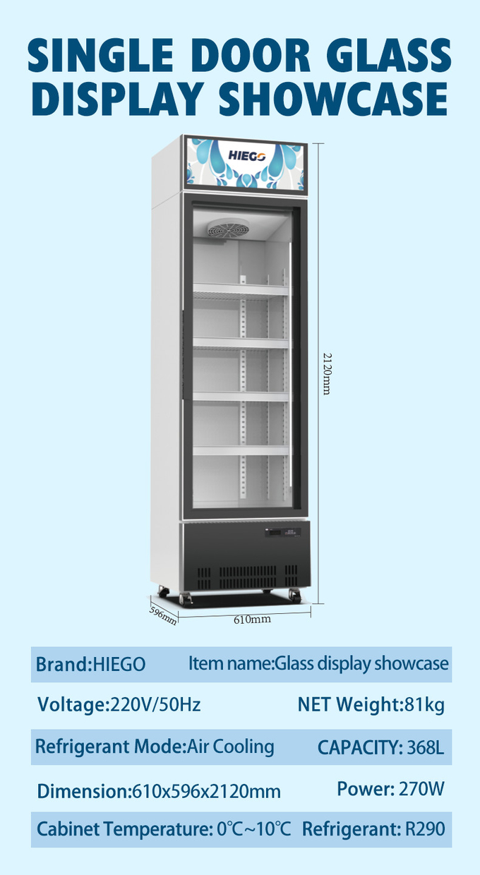 Automatico disgeli 3/4 di dispositivo di raffreddamento dritto dell'esposizione del frigorifero di vetro della porta 8