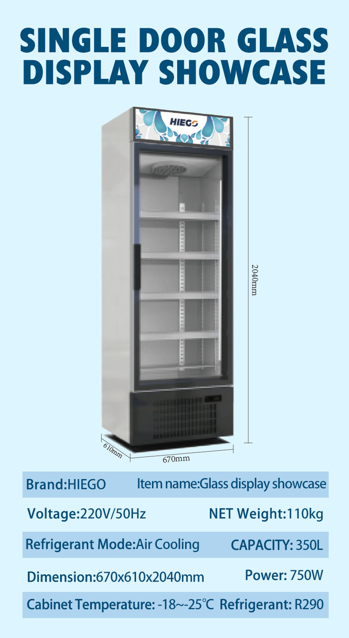 Doppia temperatura di vetro del refrigeratore 980L R290 dell'esposizione della porta di raffreddamento a aria singola 7