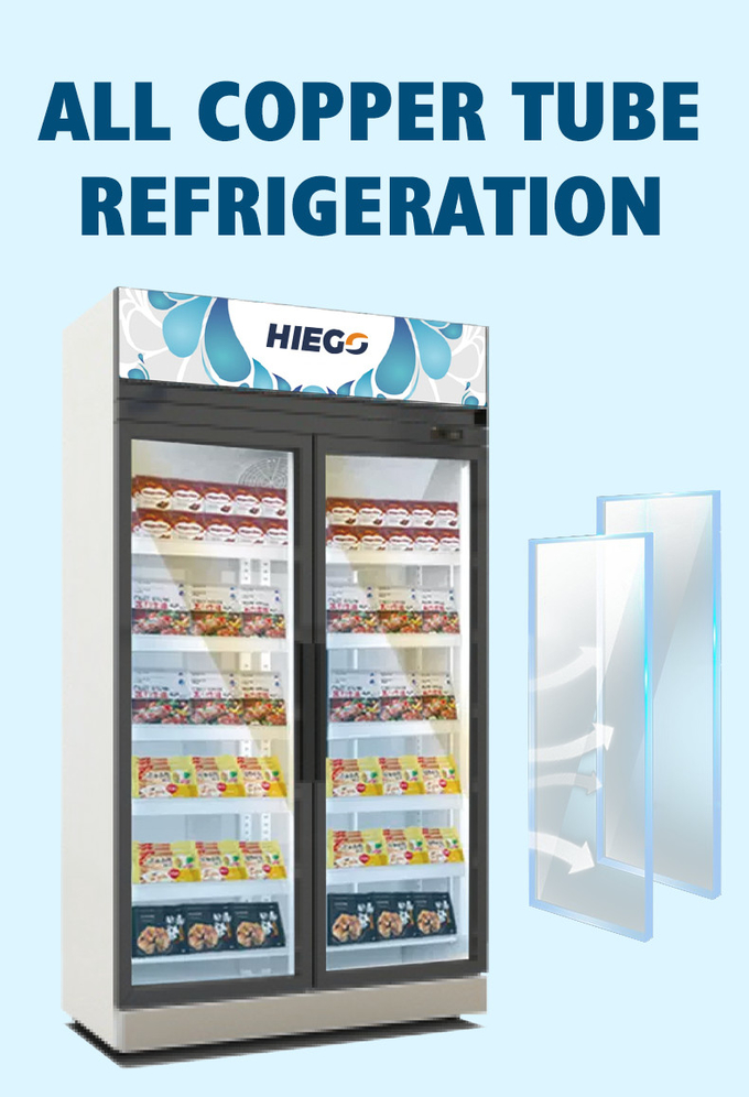 Doppia temperatura di vetro del refrigeratore 980L R290 dell'esposizione della porta di raffreddamento a aria singola 4