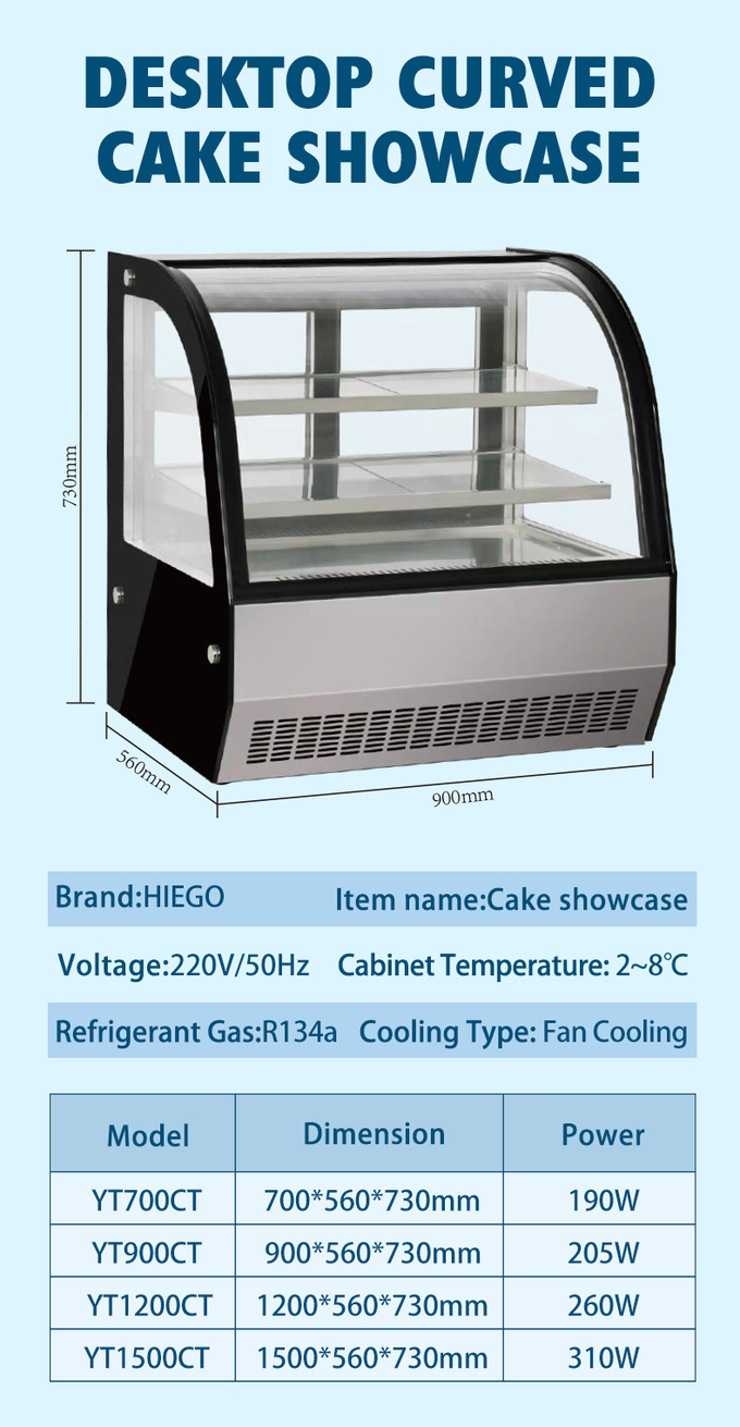 Vetrina di raffreddamento del forno refrigerata curva commerciale della vetrina del dolce per il supermercato 0